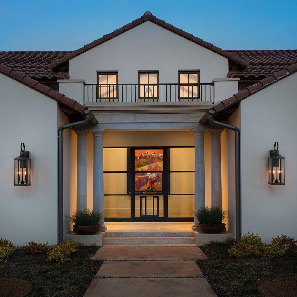 Applique murale d'extérieur à 2 lumières, grande taille, bronze, 25,7 H