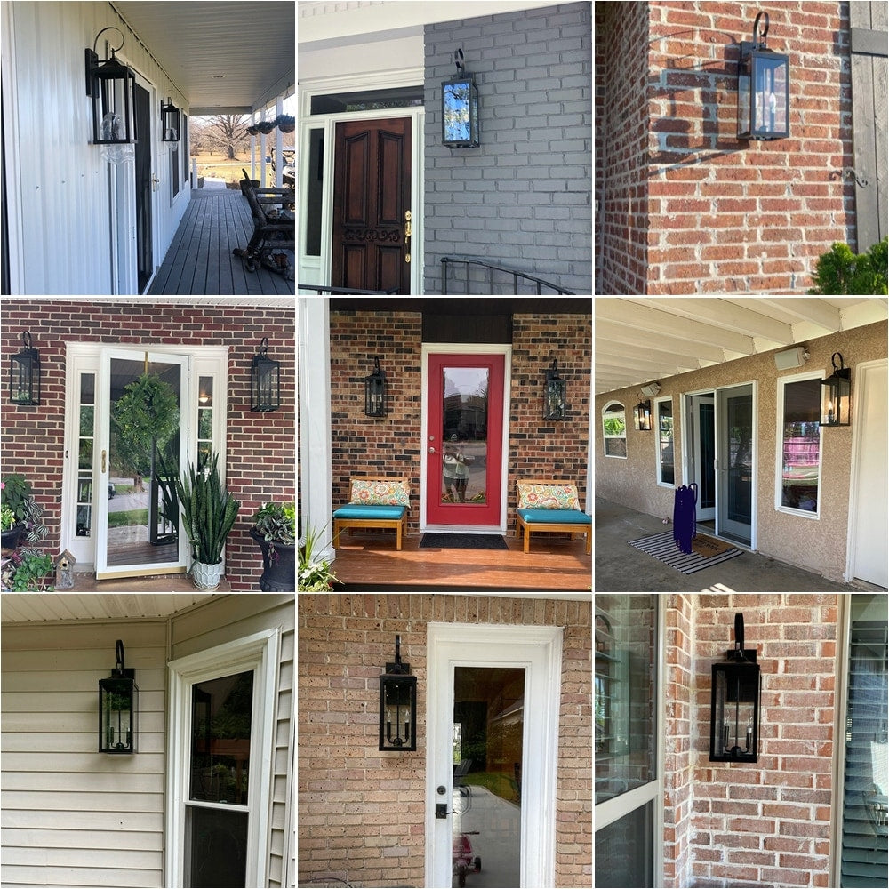 Applique murale d'extérieur à 2 lumières, grande taille, bronze, 25,7 H