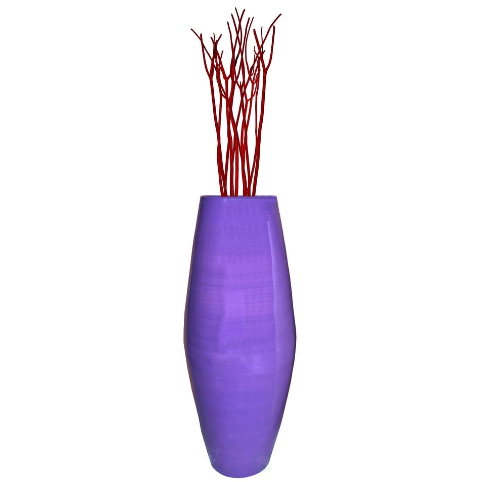 Vase de sol cylindrique en bambou de grande taille, décoratif pour halls d'hôtel et spas, idéal pour le salon ou le couloir.