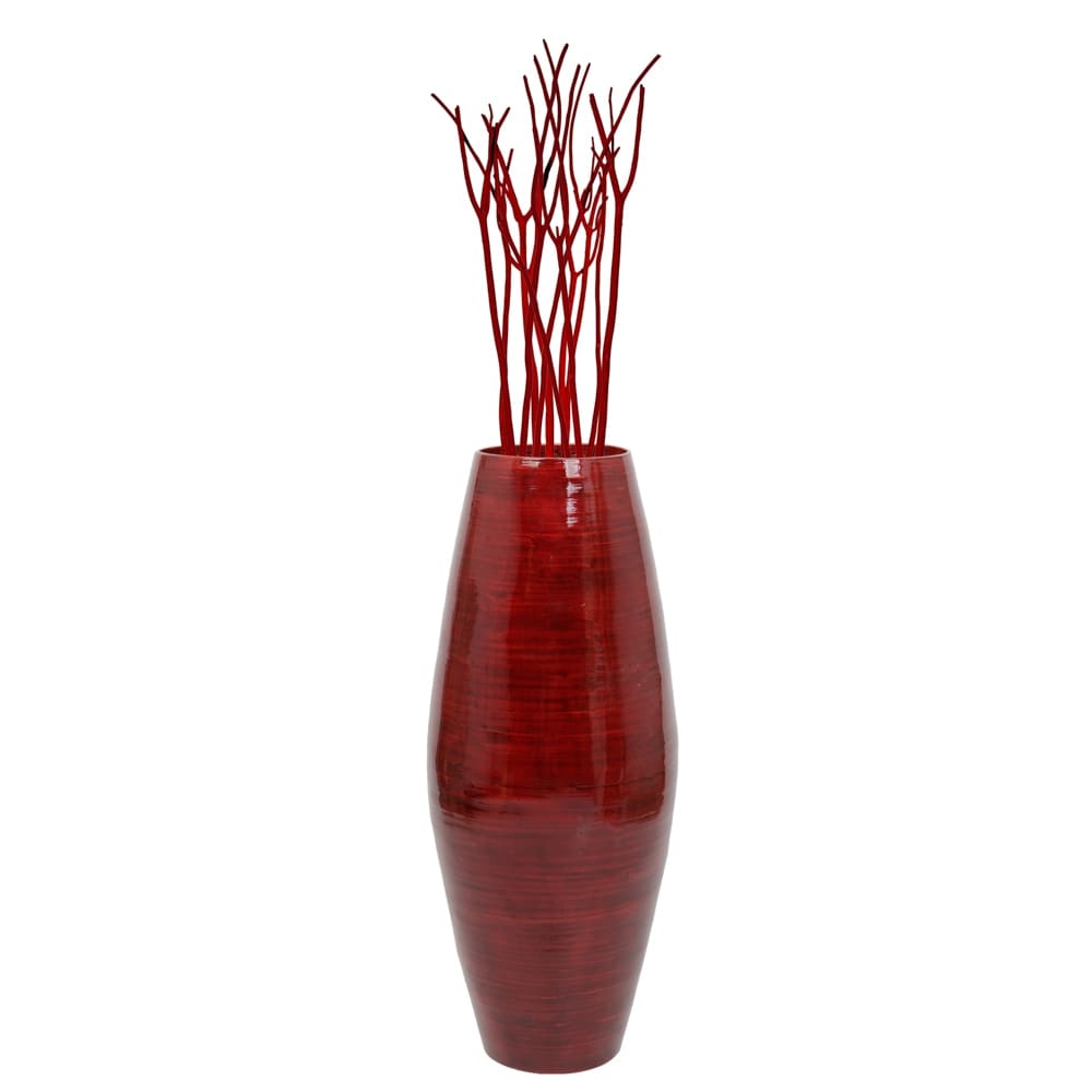 Vase de sol cylindrique en bambou de grande taille, décoratif pour halls d'hôtel et spas, idéal pour le salon ou le couloir.