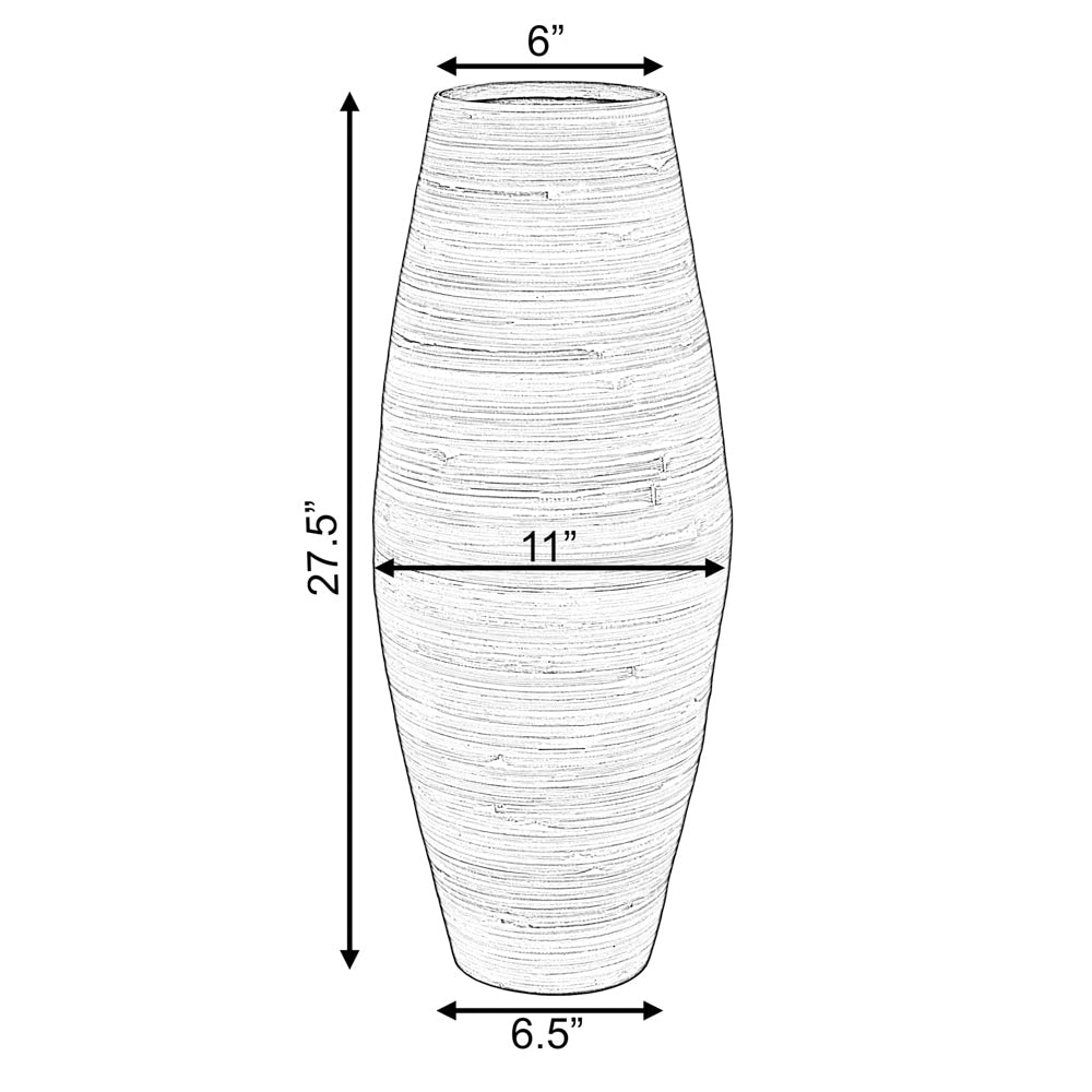 Vase de sol cylindrique en bambou de grande taille, décoratif pour halls d'hôtel et spas, idéal pour le salon ou le couloir.