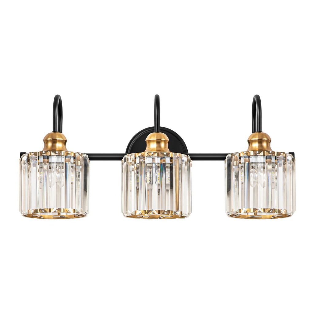 Applique murale linéaire moderne à 3 ou 4 lumières en cristal à intensité variable pour salle de bain