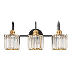 Applique murale linéaire moderne à 3 ou 4 lumières en cristal à intensité variable pour salle de bain