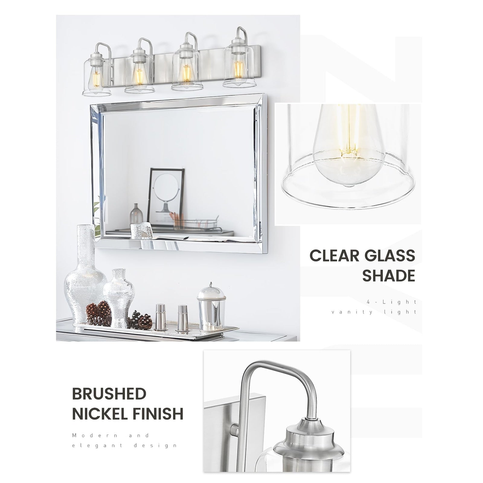 Éclairage de vanité moderne à 3, 4, 5 ou 6 lumières pour miroir de salle de bain