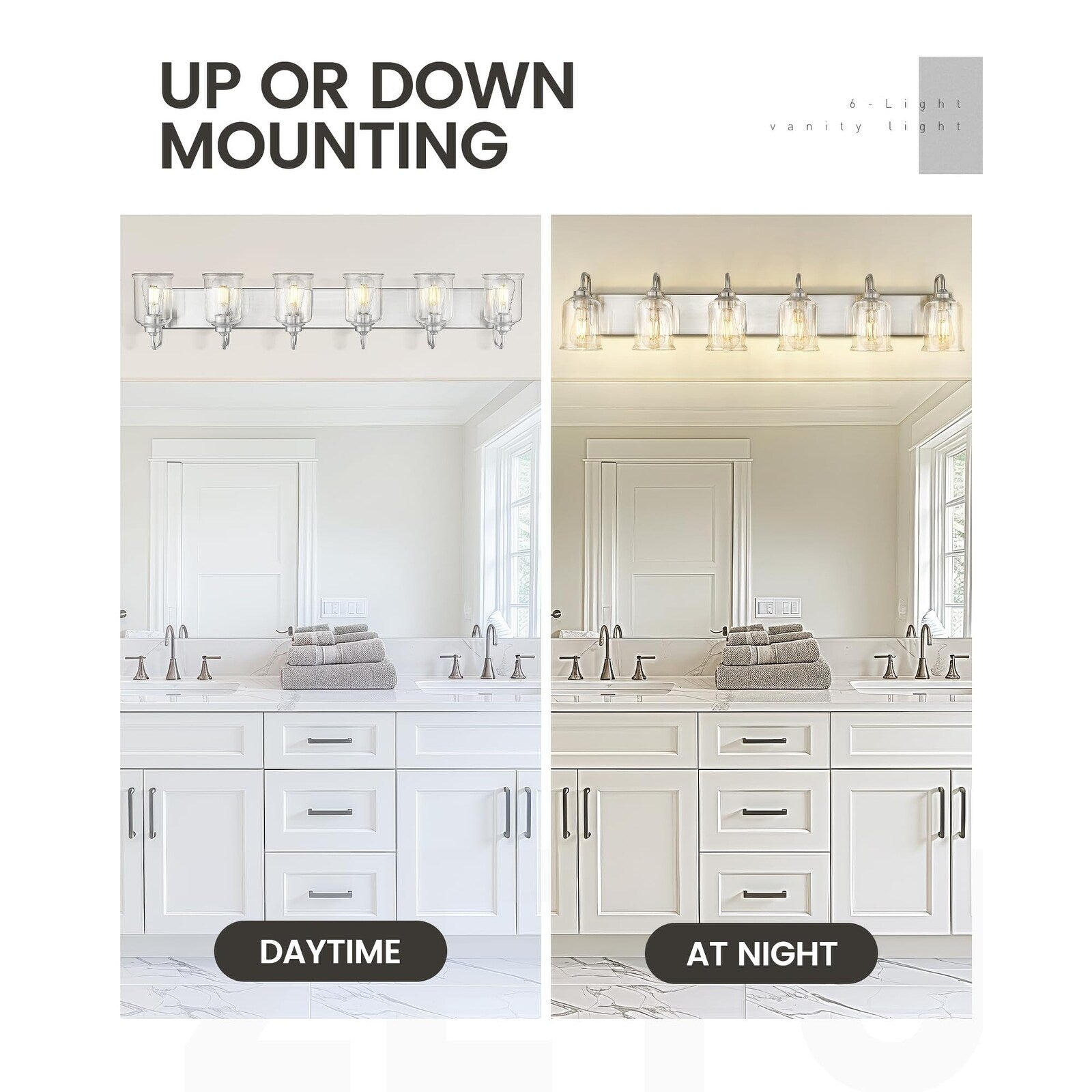 Éclairage de vanité moderne à 3, 4, 5 ou 6 lumières pour miroir de salle de bain