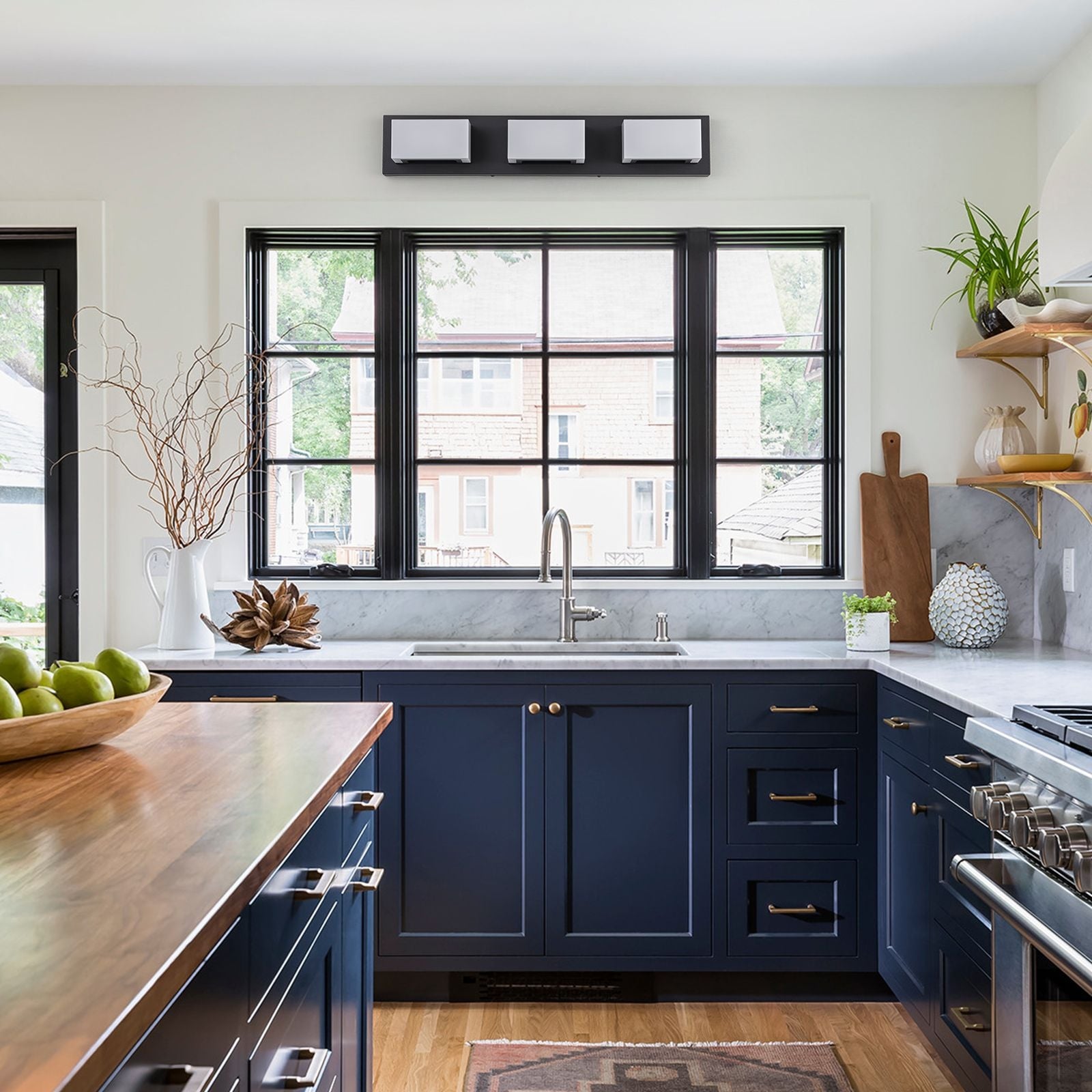 Applique murale LED moderne à intensité variable, 3, 4 ou 5 lampes, noir mat, pour salle de bain