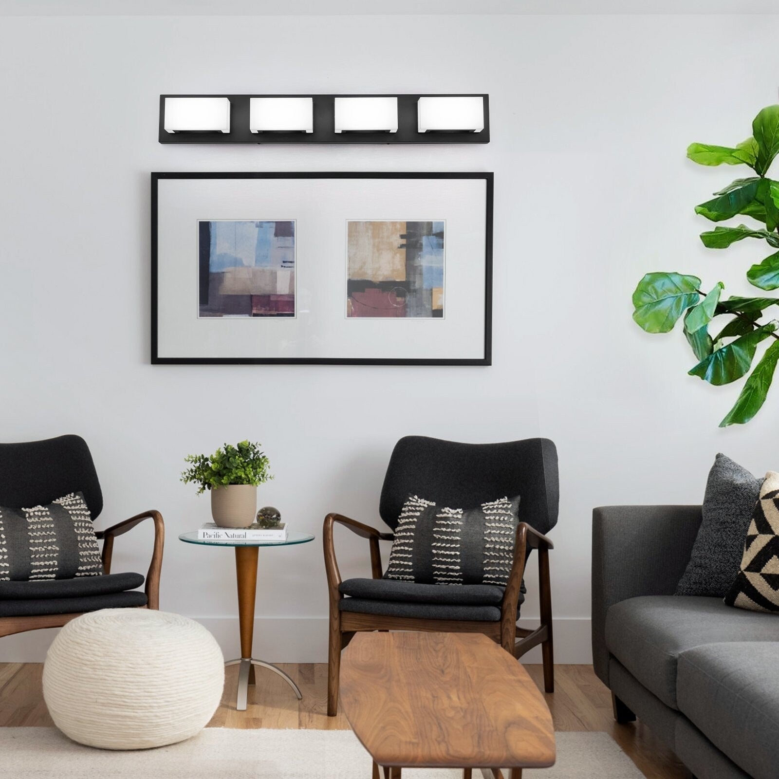 Applique murale LED moderne à intensité variable, 3, 4 ou 5 lampes, noir mat, pour salle de bain