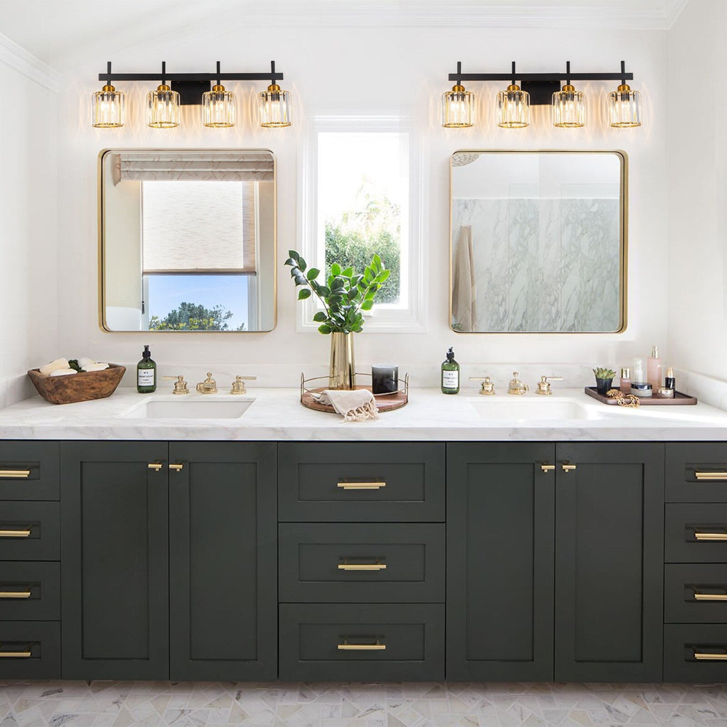 Luminaires de salle de bain modernes à 3, 4 ou 5 lumières en cristal à intensité variable, pour miroir