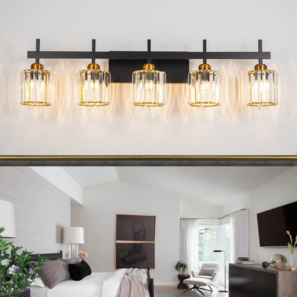 Luminaires de salle de bain modernes à 3, 4 ou 5 lumières en cristal à intensité variable, pour miroir