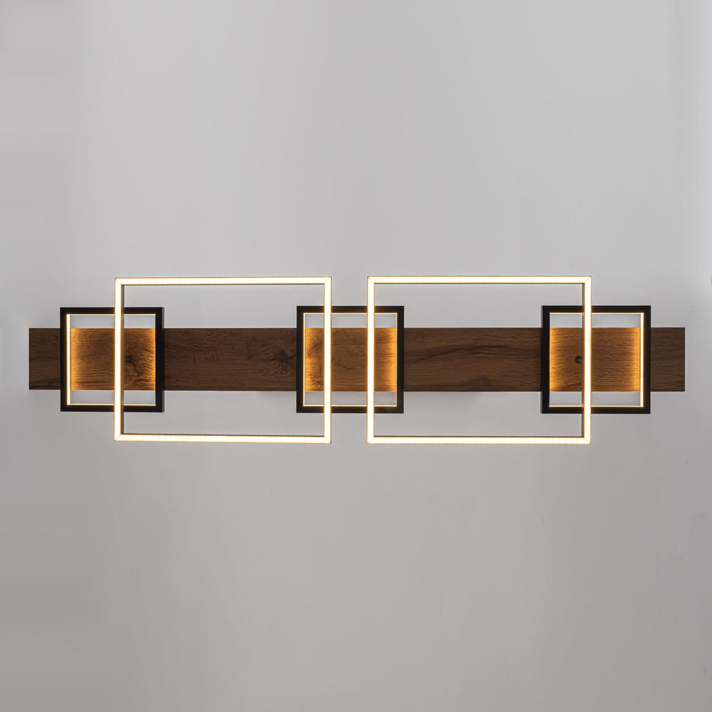 Lustre linéaire en bois à 3/5 lumières LED intégrées pour îlot de cuisine