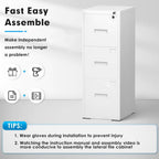 Classeur métallique verrouillable à 3 tiroirs pour bureau à domicile, armoire roulante entièrement assemblée