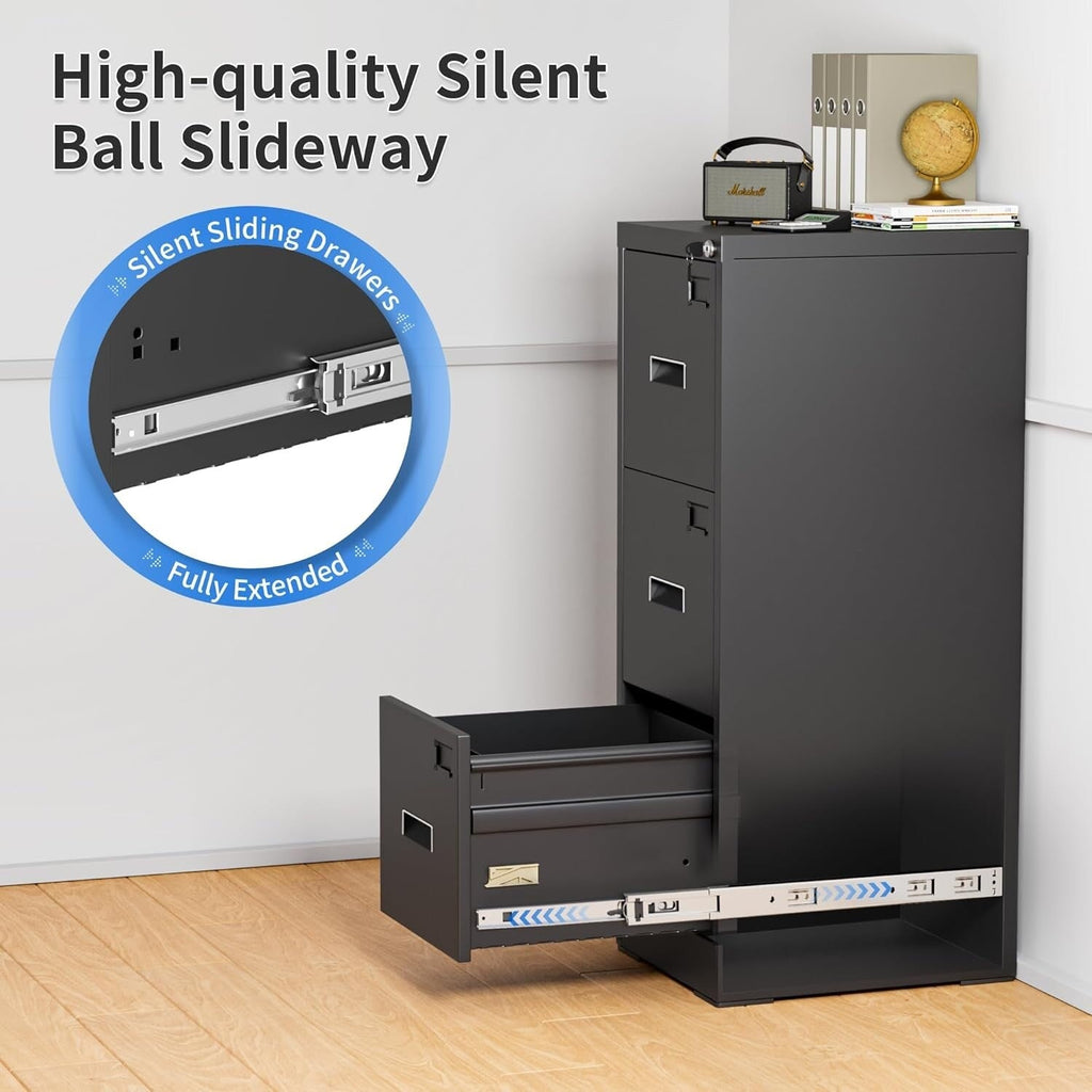 Classeur métallique verrouillable à 3 tiroirs pour bureau à domicile, armoire roulante entièrement assemblée