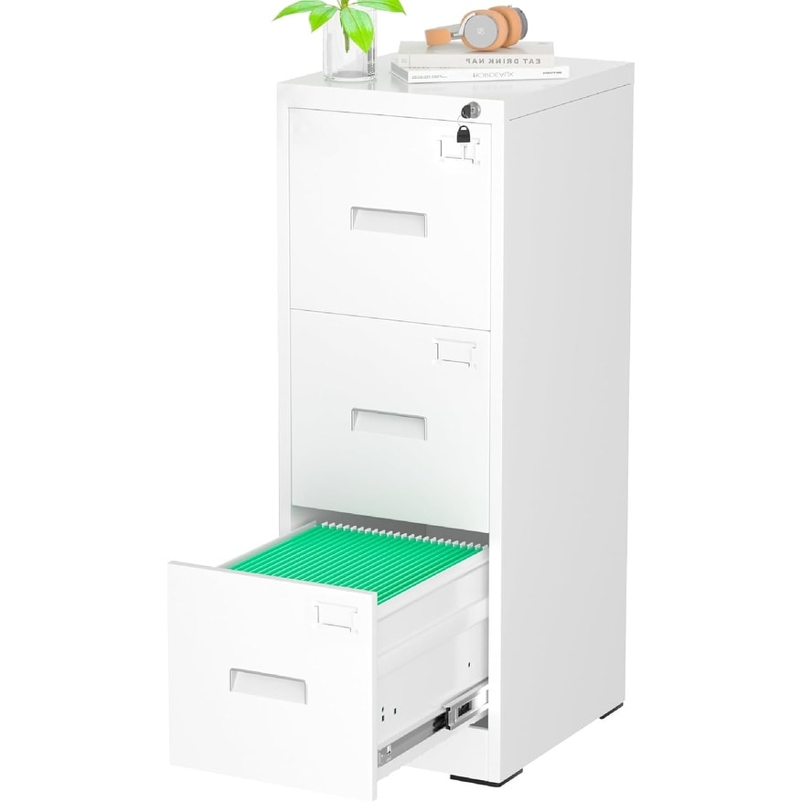 Classeur métallique verrouillable à 3 tiroirs pour bureau à domicile, armoire roulante entièrement assemblée