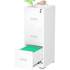 Classeur métallique verrouillable à 3 tiroirs pour bureau à domicile, armoire roulante entièrement assemblée