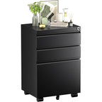 Classeur métallique verrouillable à 3 tiroirs pour bureau à domicile, armoire roulante entièrement assemblée