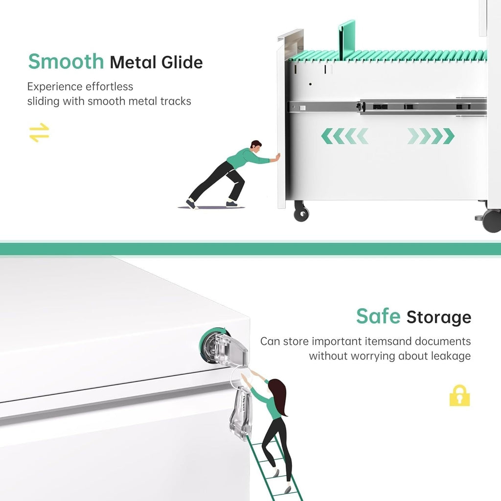 Classeur métallique verrouillable à 3 tiroirs pour bureau à domicile, armoire roulante entièrement assemblée