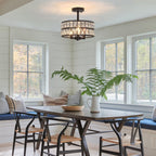 Plafonnier semi-encastré à 3 lumières en cristal pour salon et couloir