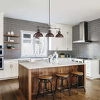 Suspension à 3 lumières en métal style campagnard rétro pour îlot de cuisine