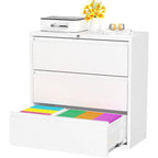 Classeur métallique verrouillable à 3 tiroirs pour bureau à domicile, armoire roulante entièrement assemblée