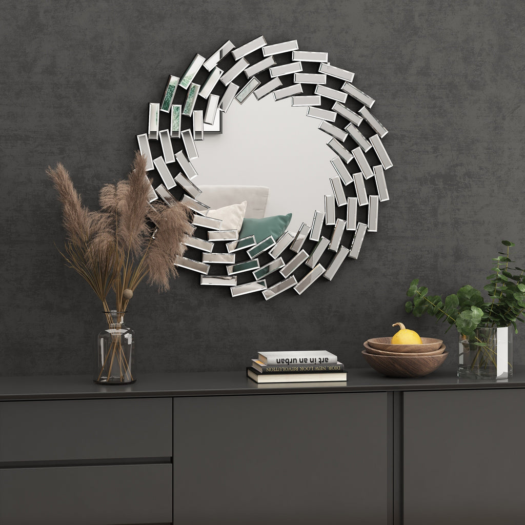 Miroir mural en forme de soleil Miroir d'appoint rond