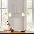 Suspension Sputnik linéaire simple et moderne à 4 lumières, couleur or, pour îlot de cuisine ou salle à manger – 130 cm (l) x 28 cm (p) x 15 cm (h).