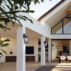 Lot de 4 appliques murales d'extérieur à 1 lampe avec finition noir mat et abat-jour en verre transparent