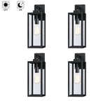 Lot de 4 appliques murales d'extérieur à 1 lampe avec finition noir mat et abat-jour en verre transparent