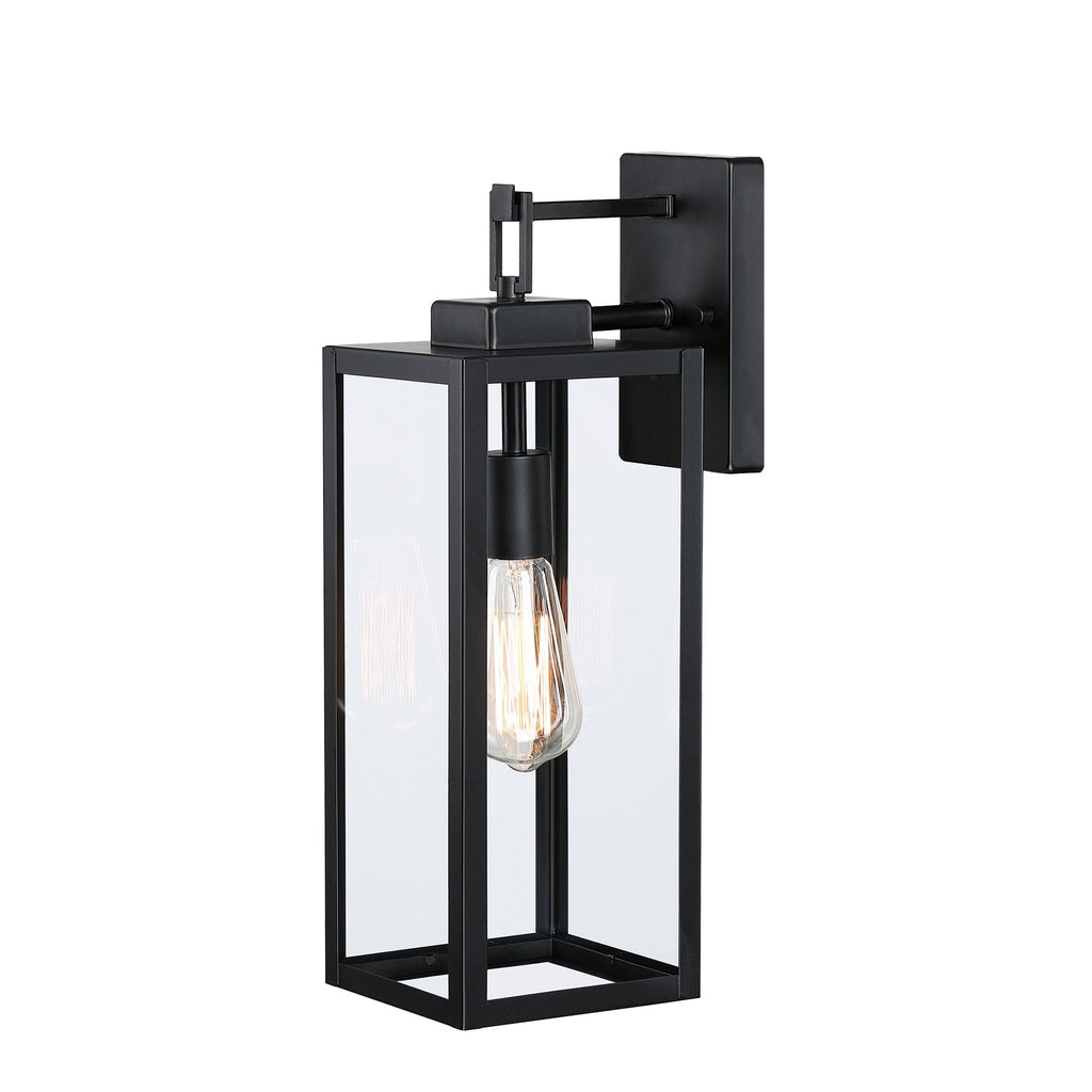 Lot de 4 appliques murales d'extérieur à 1 lampe avec finition noir mat et abat-jour en verre transparent