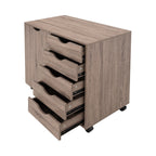 Commode de rangement en bois à 5 tiroirs avec roulettes - Organisateur d'artisanat et tiroir de maquillage pour placard et chambre