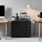 Commode de rangement en bois à 5 tiroirs avec roulettes - Organisateur d'artisanat et tiroir de maquillage pour placard et chambre