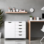 Commode de rangement en bois à 5 tiroirs avec roulettes - Organisateur d'artisanat et tiroir de maquillage pour placard et chambre