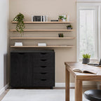 Commode de rangement en bois à 5 tiroirs avec roulettes - Organisateur d'artisanat et tiroir de maquillage pour placard et chambre