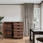 Commode de rangement en bois à 5 tiroirs avec roulettes - Organisateur d'artisanat et tiroir de maquillage pour placard et chambre