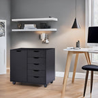 Commode de rangement en bois à 5 tiroirs avec roulettes - Organisateur d'artisanat et tiroir de maquillage pour placard et chambre