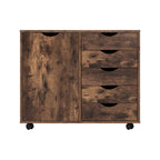Commode de rangement en bois à 5 tiroirs avec roulettes - Organisateur d'artisanat et tiroir de maquillage pour placard et chambre