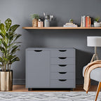 Commode de rangement en bois à 5 tiroirs avec roulettes - Organisateur d'artisanat et tiroir de maquillage pour placard et chambre