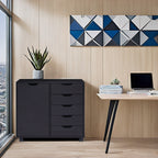 Commode de rangement en bois à 5 tiroirs avec roulettes - Organisateur d'artisanat et tiroir de maquillage pour placard et chambre