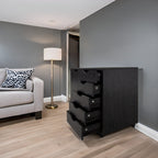 Commode de rangement en bois à 5 tiroirs avec roulettes - Organisateur d'artisanat et tiroir de maquillage pour placard et chambre