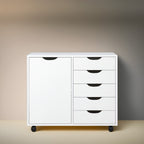 Commode de rangement en bois à 5 tiroirs avec roulettes - Organisateur d'artisanat et tiroir de maquillage pour placard et chambre