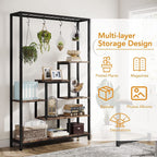 Support pour plantes d'intérieur haut à 5 niveaux, étagère pour plantes de 180 cm avec 10 crochets de suspension