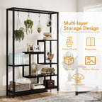 Support pour plantes d'intérieur haut à 5 niveaux, étagère pour plantes de 180 cm avec 10 crochets de suspension