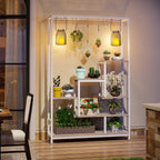 Support pour plantes d'intérieur haut à 5 niveaux, étagère pour plantes de 180 cm avec 10 crochets de suspension