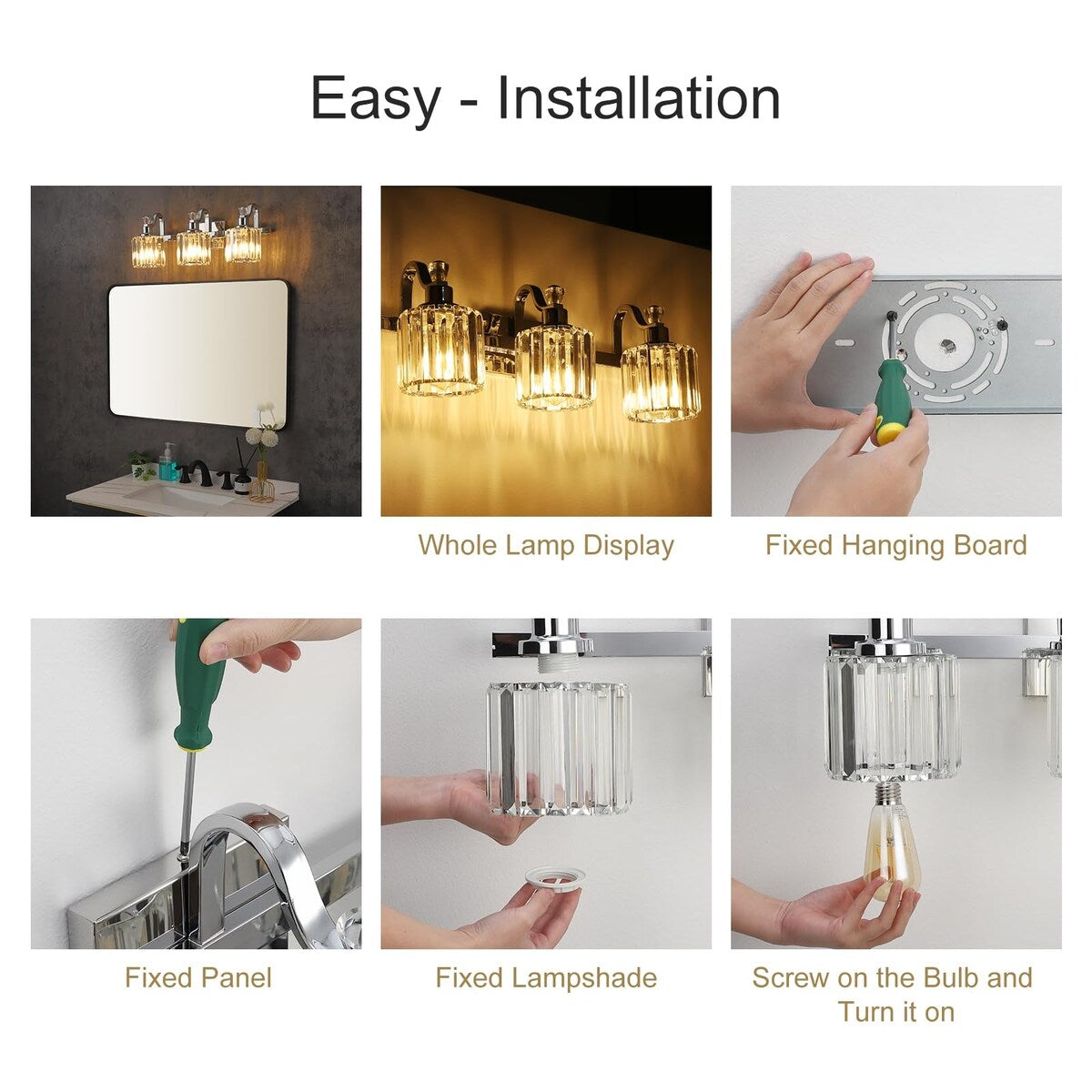 Luminaires de salle de bain modernes en cristal à 5 ​​lumières