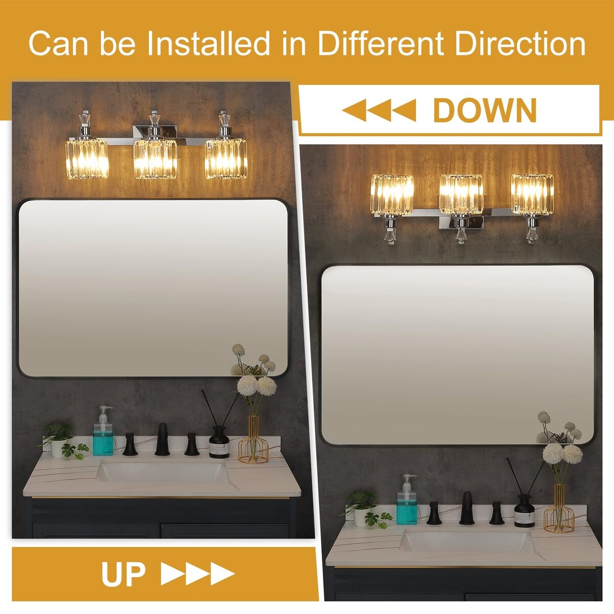 Luminaires de salle de bain modernes en cristal à 5 ​​lumières