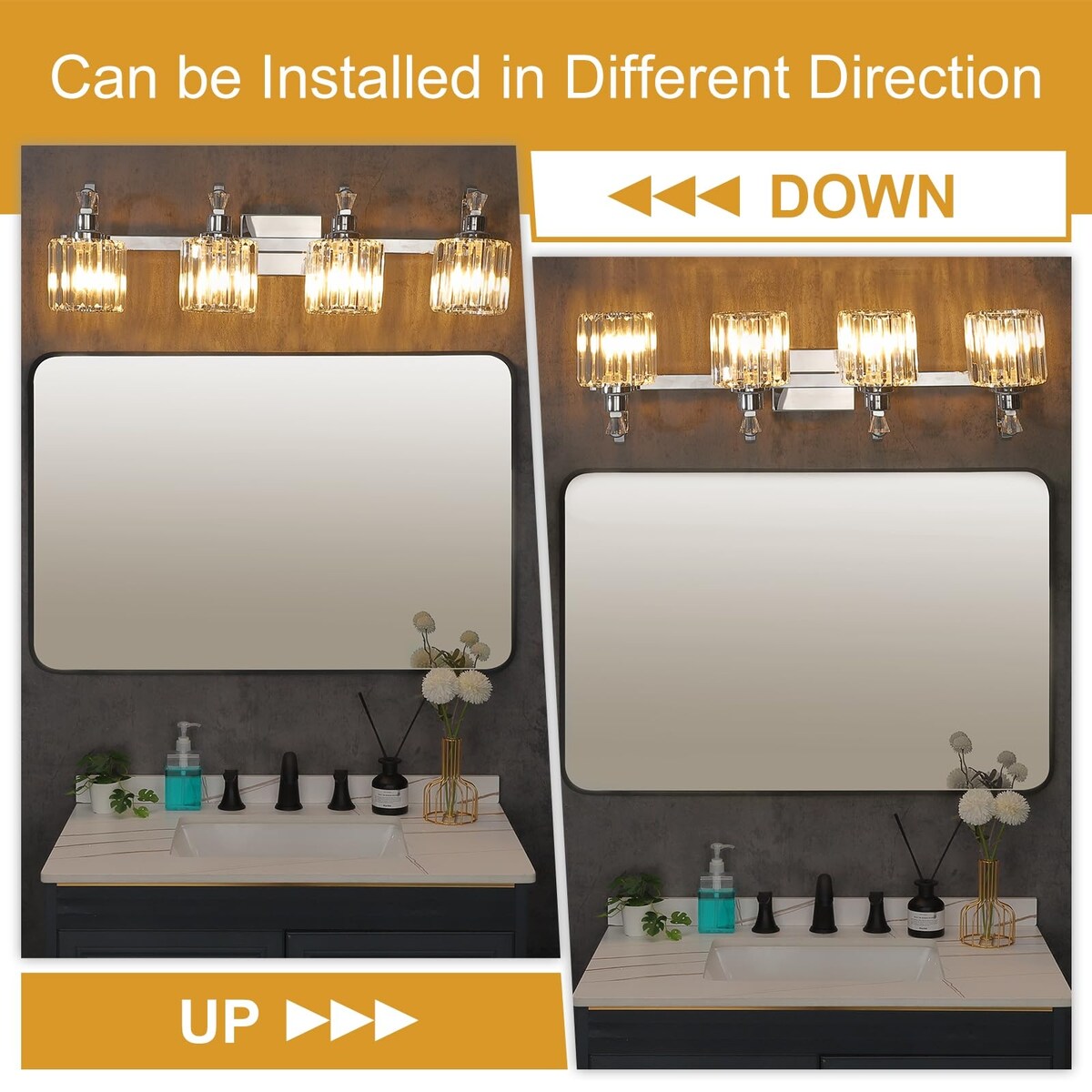 Luminaires de salle de bain modernes en cristal à 5 ​​lumières