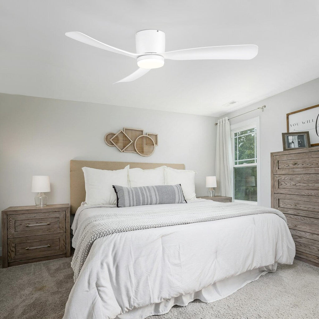 Ventilateur de plafond encastré à DEL noir/blanc de 52 pouces avec télécommande (3 pales)