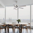 Ventilateur de plafond LED d'intérieur moderne chromé/noir à intensité variable avec lumière et télécommande