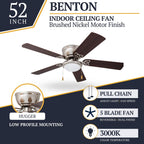 Ventilateur de plafond LED d'intérieur traditionnel Prominence Home Benton avec lumière et chaînes de traction
