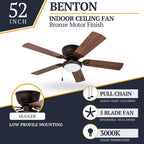 Ventilateur de plafond LED d'intérieur traditionnel Prominence Home Benton avec lumière et chaînes de traction
