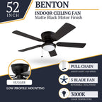 Ventilateur de plafond LED d'intérieur traditionnel Prominence Home Benton avec lumière et chaînes de traction